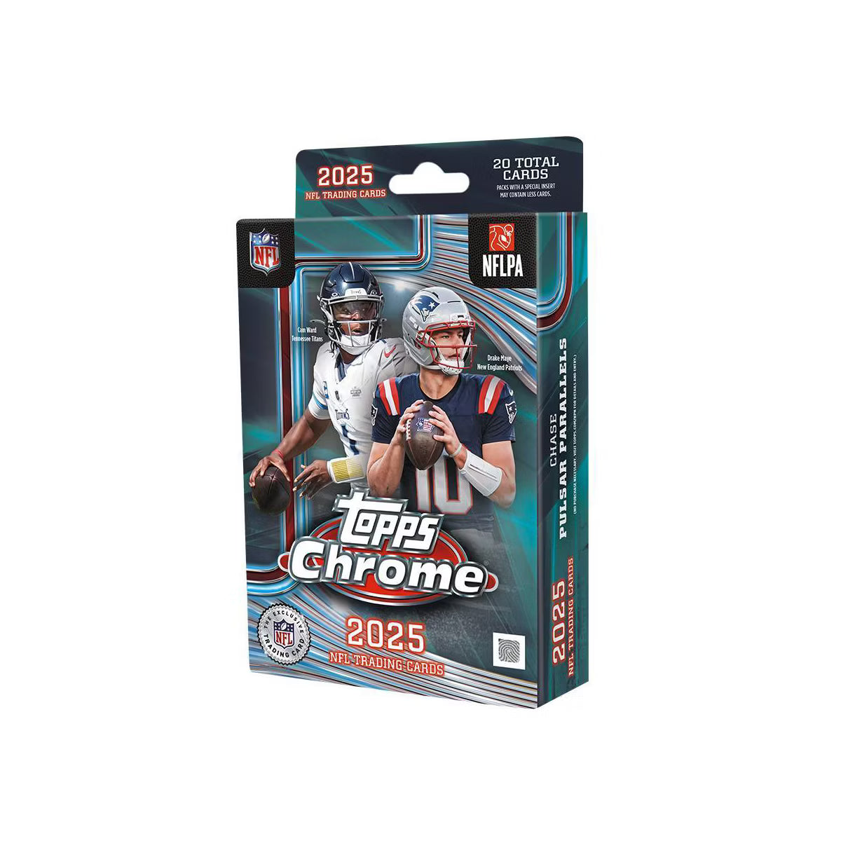 2025 Topps NFL Chrome Football Trading Card Hanger Box