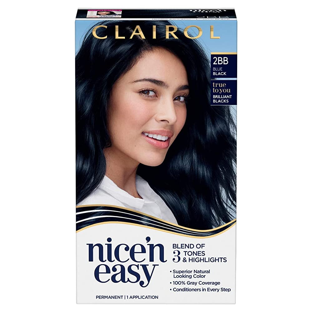 Clairol Nice'n Easy Permanent Hair Color, 2BB Blue Black, 1 pack