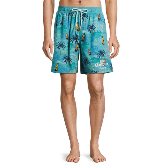 Corona Beer Men's & Big Men's Board Shorts Swim Trunks, 7.5" Inseam, Size 3XL