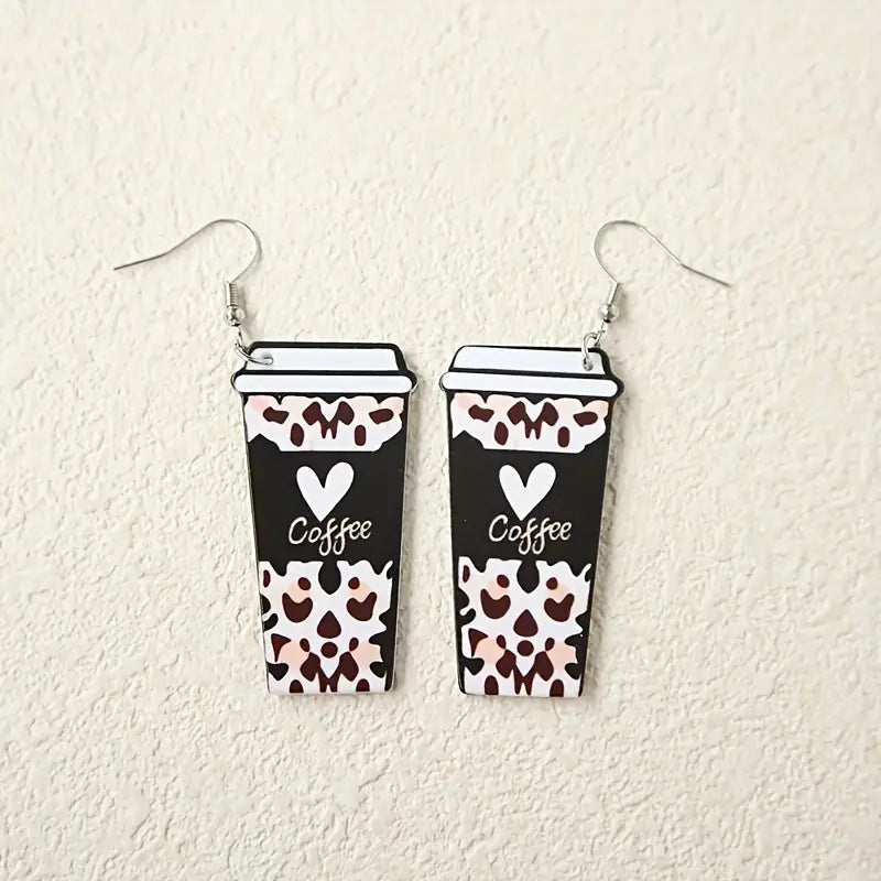 Acrylic Coffee Cup Hook Earrings