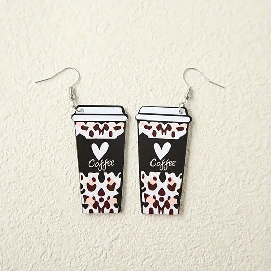 Acrylic Coffee Cup Hook Earrings