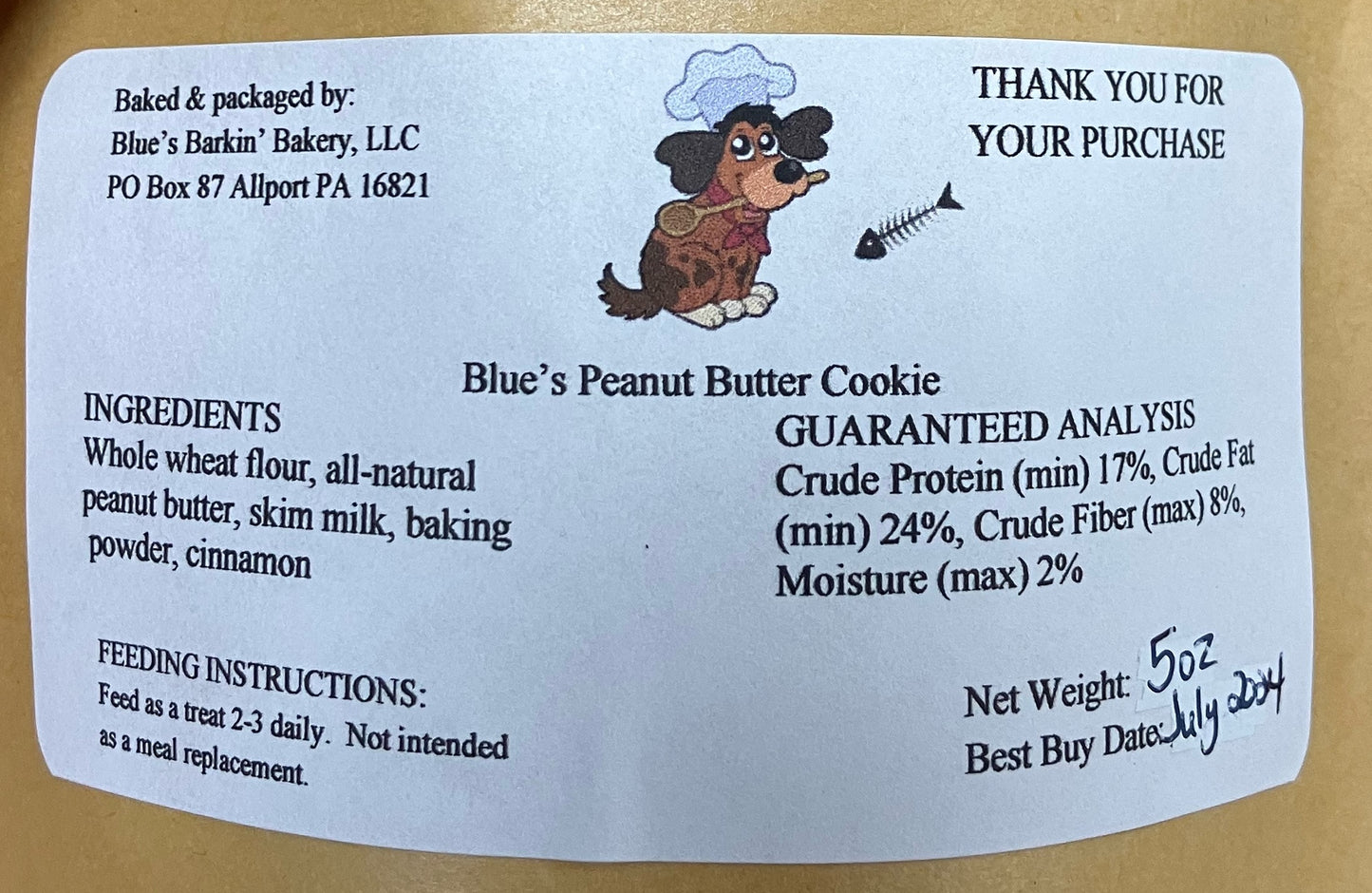 Blue's Barking Bakery Peanut Butter Dog Treats - 5 oz.