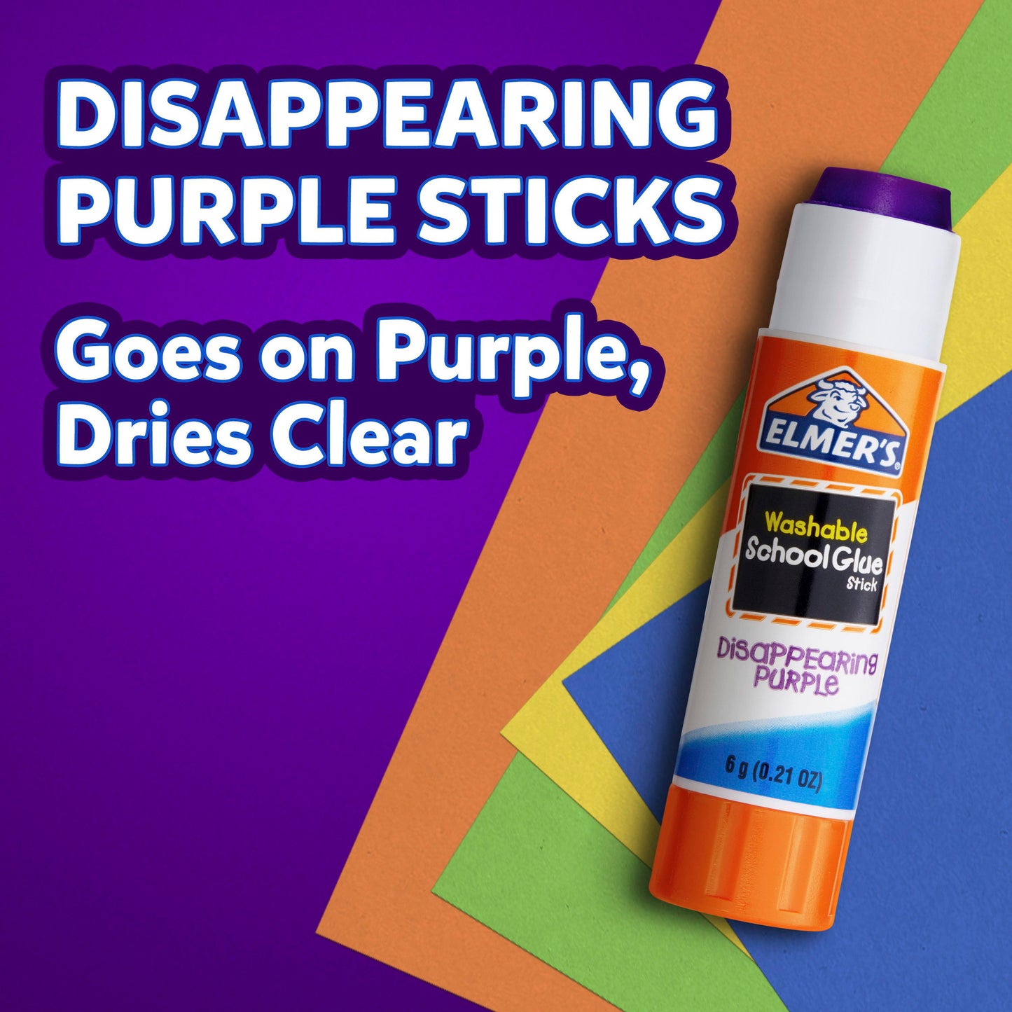 Elmer's Disappearing Purple Washable School Glue Sticks, 6 Gram, 12 Count