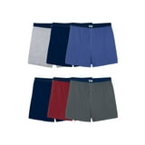 Fruit of the Loom Men's 6-Pack Woven & Knit Boxers – Relaxed Fit, Soft Cotton Blend, Moisture-Wicking, S-3XL