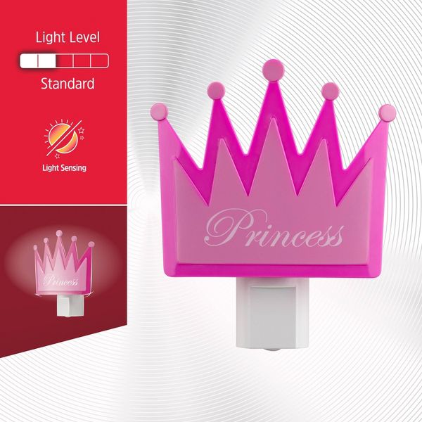 Energizer Princess Crown Light Sensing Night Light: LED Plug-In for Kids', Pink, Electric, All Ages