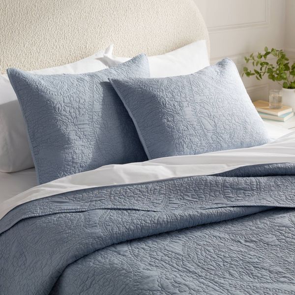 Garment Washed Paisley Stitch Quilt Sham - Standard - Sky Blue - Threshold™