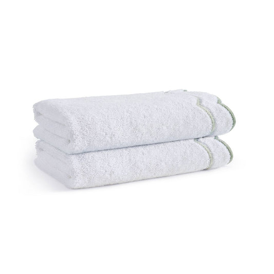Peri Home 2pk Hand Towel Set - Color White/Green Scallop