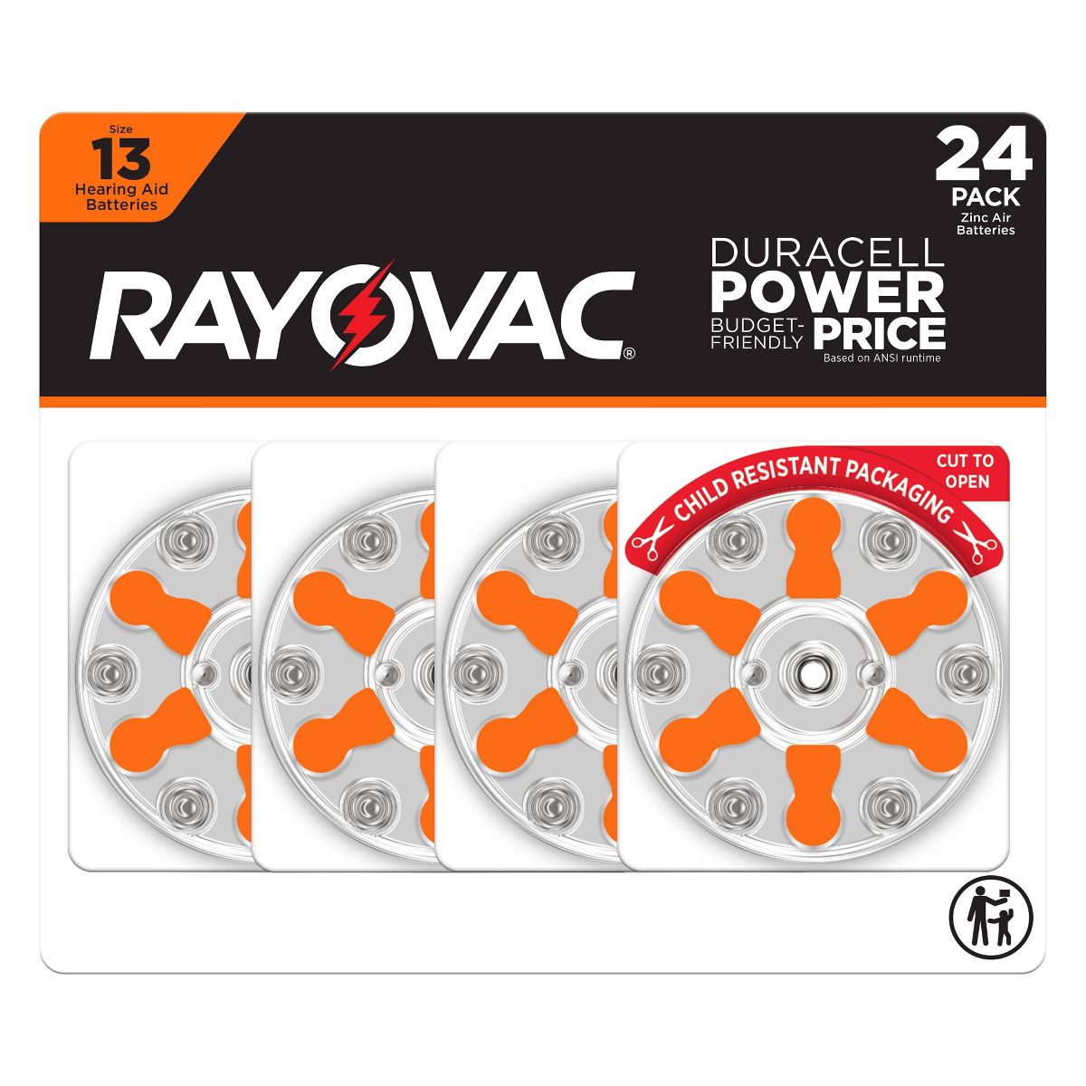 Rayovac Hearing Aid Battery Size 13 24pk - Orange: 1.45V, 72mAh, Single-Use