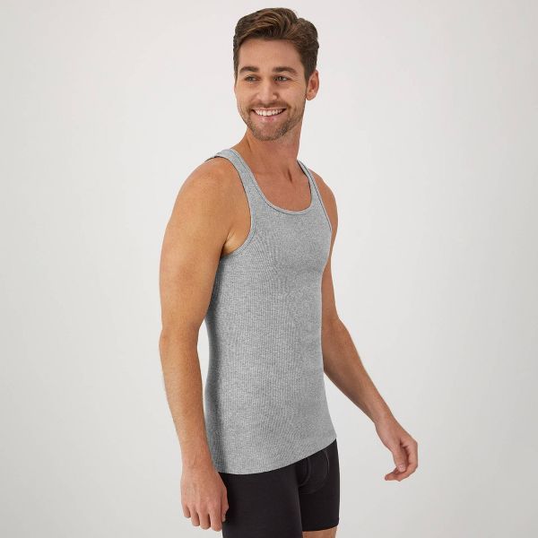 Hanes Men's Ribbed Moisture-Wicking Tank Top Undershirt 6pk - Gray/Black - XL (46-48)