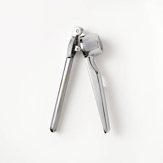 Garlic Press Silver - Figmint™: Zinc Mincer, Crusher, Dishwasher-Safe, 6.53" Depth, 1.47" Width