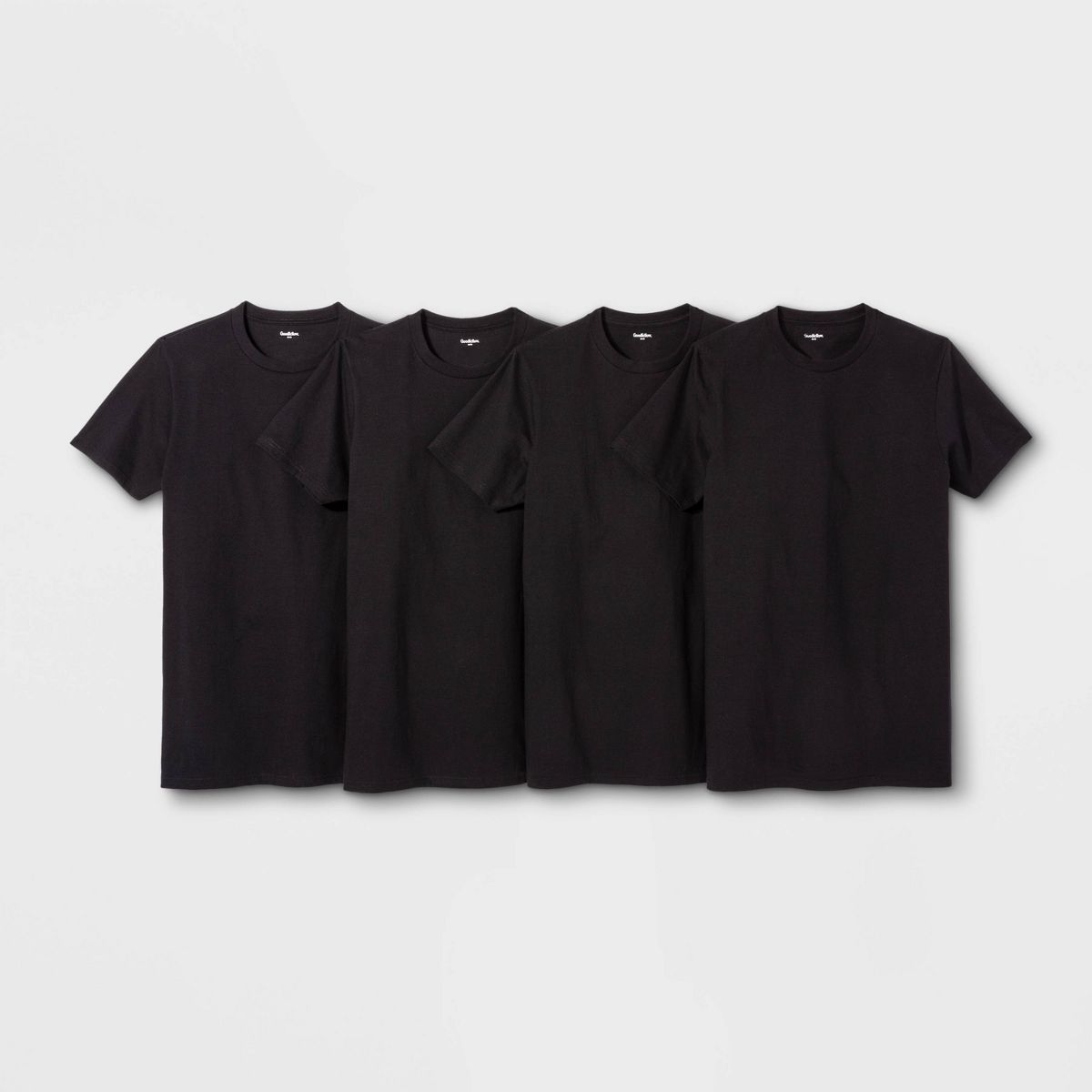 Men's Short Sleeve 4pk Crewneck T-Shirt - Goodfellow & Co™ - Color: Black Size: XXL(50/52)