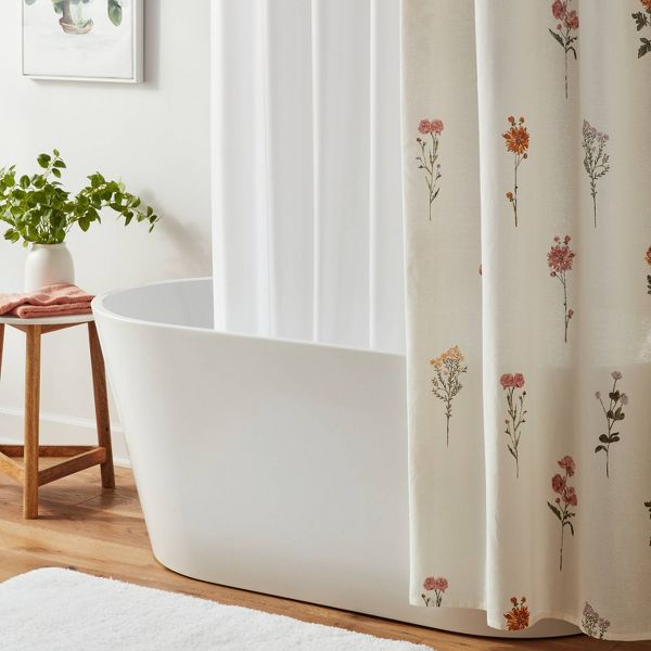 71"x71" RPET Fabric Mid Weight Shower Liner - Color: White - Threshold™