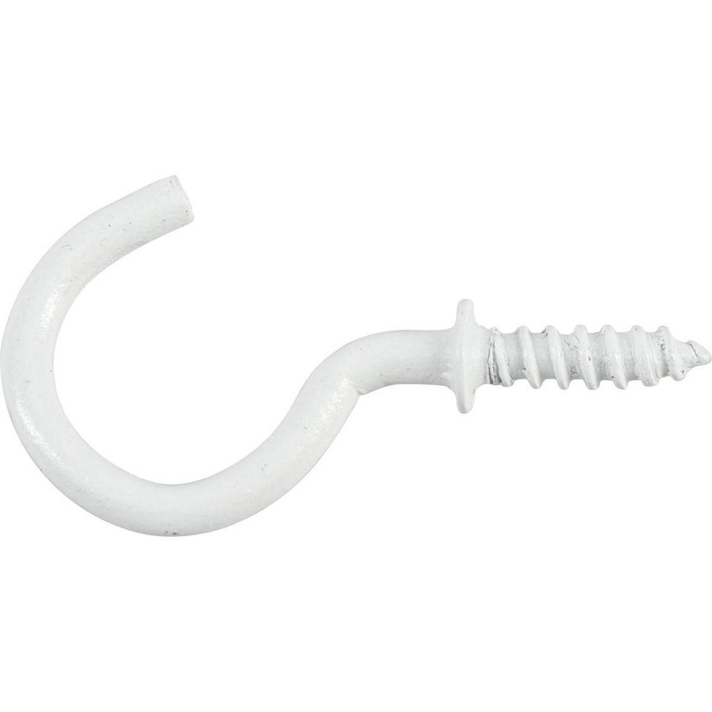 Hillman 7/8" Cup Hook White: Steel Screw Hooks for Ceiling, 40 Pack