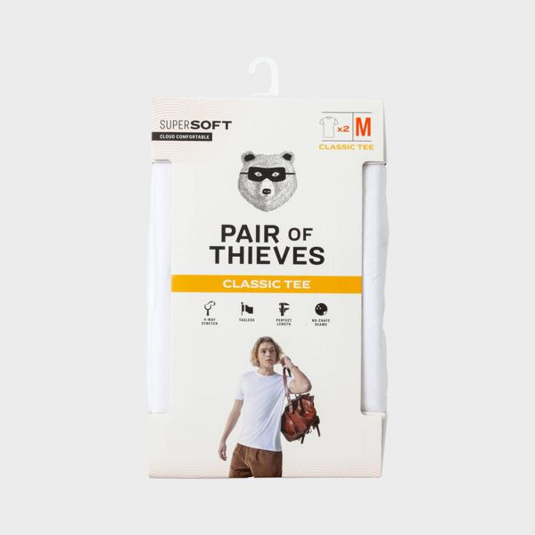 Pair of Thieves Men's Classic Fit Short Sleeve Crewneck Undershirt 2pk - White - Size M