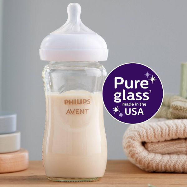 Philips Avent 3pk Glass Natural Baby Bottle with Natural Response Nipple - Clear - 8oz