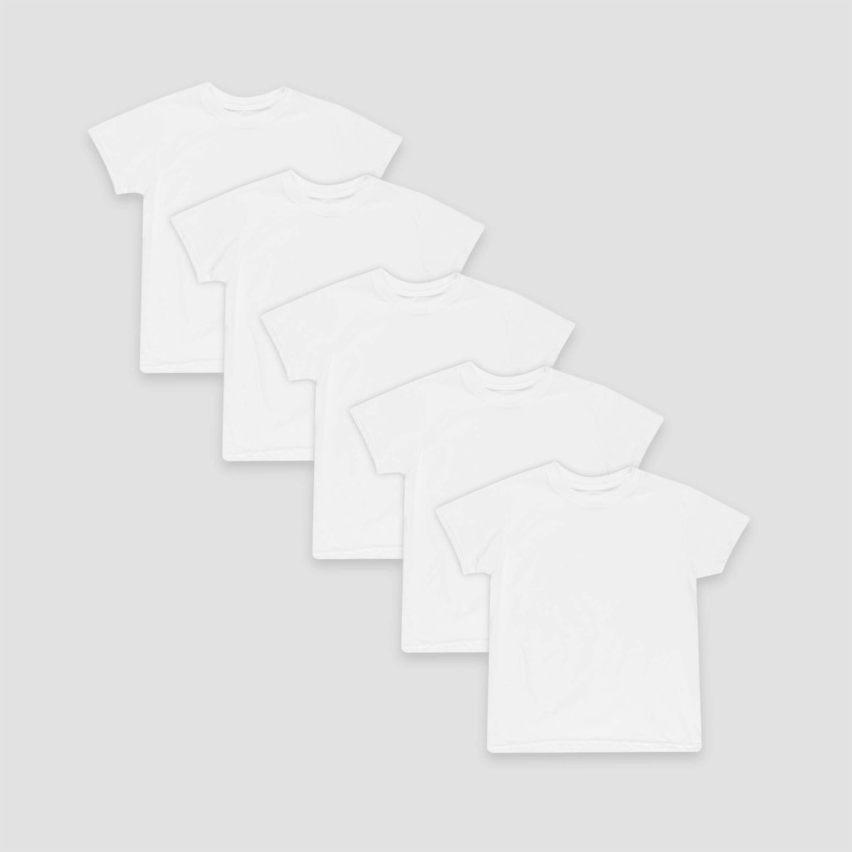 Hanes Boys' 6pk (5+1 Bonus) Crew Neck T-Shirt - White - Size M (8-10)