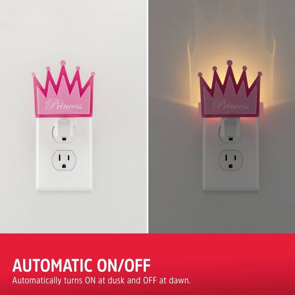 Energizer Princess Crown Light Sensing Night Light: LED Plug-In for Kids', Pink, Electric, All Ages