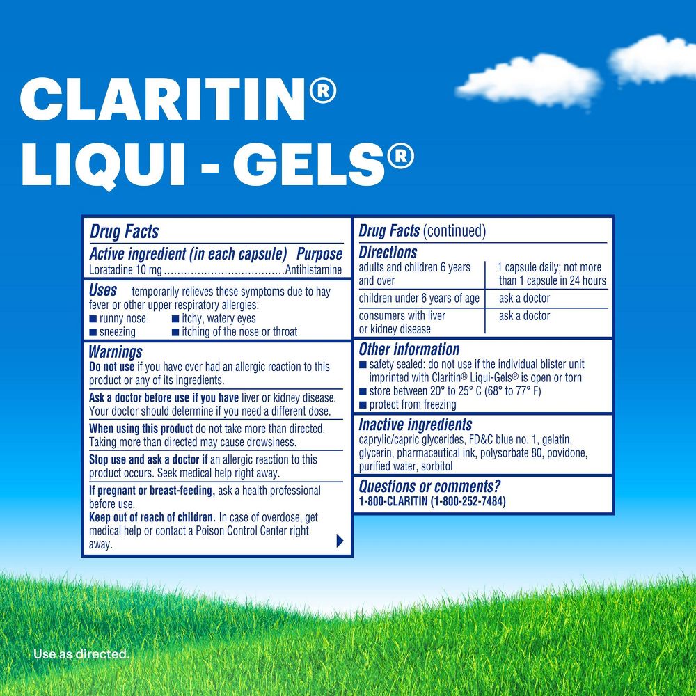 Claritin Allergy Relief 24 Hour Non-Drowsy Loratadine Liquid Gel