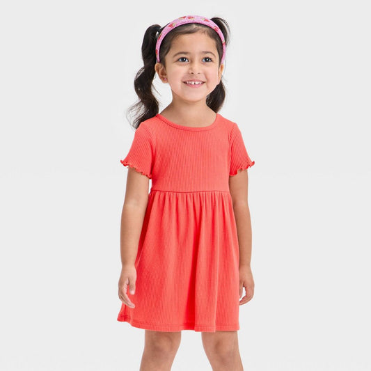 Toddler Girls' Short Sleeve Solid Ribbed Dress - Cat & Jack™