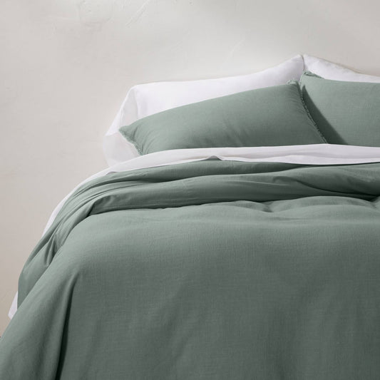 3 Piece Full/Queen Heavyweight Linen Blend Duvet Cover & Pillow Sham Set - Casaluna™