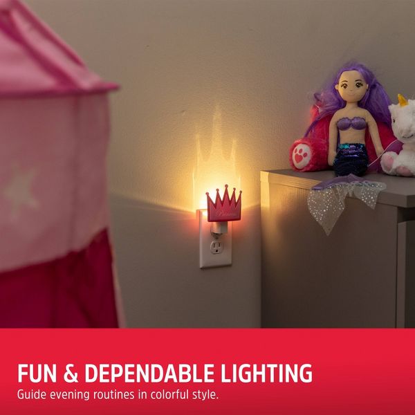 Energizer Princess Crown Light Sensing Night Light: LED Plug-In for Kids', Pink, Electric, All Ages