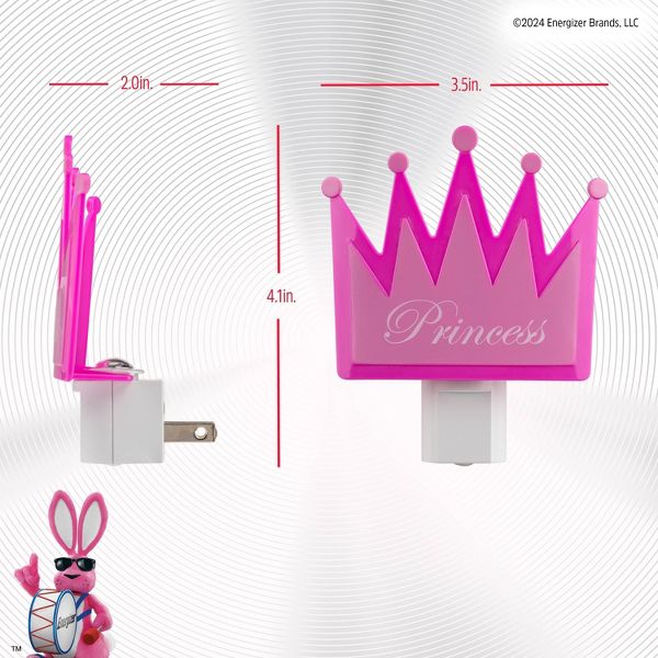 Energizer Princess Crown Light Sensing Night Light: LED Plug-In for Kids', Pink, Electric, All Ages