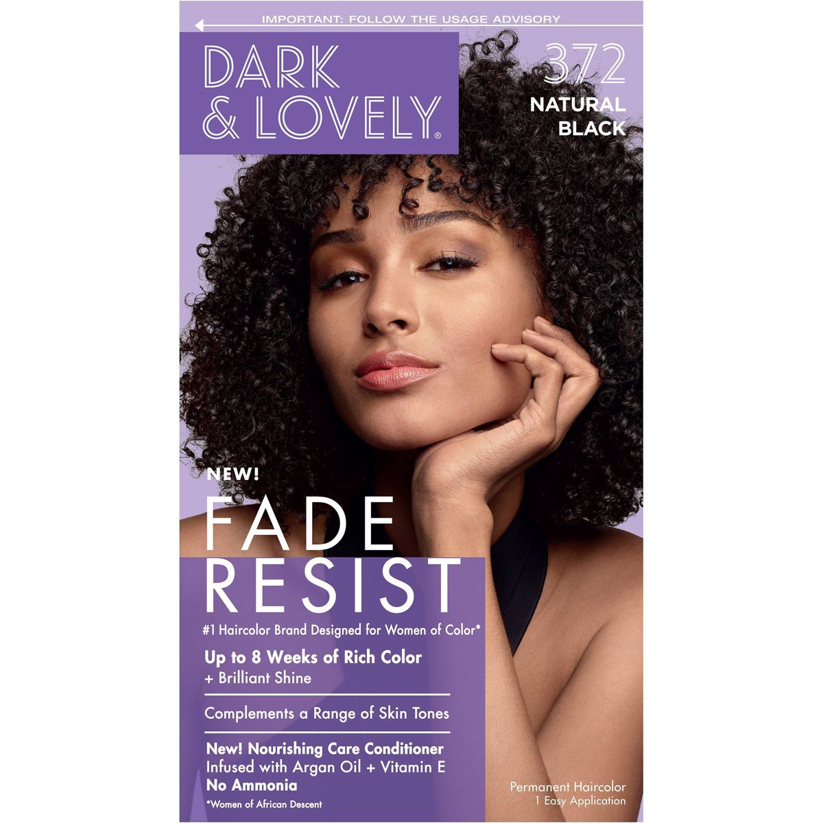 Dark and Lovely Fade Resist Rich Conditioning Hair Color - 372 Natural Black