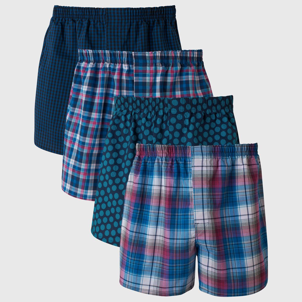 Hanes Premium Men's Stretch Woven Boxer Shorts 4pk - Blue/Green - Small (28-30)