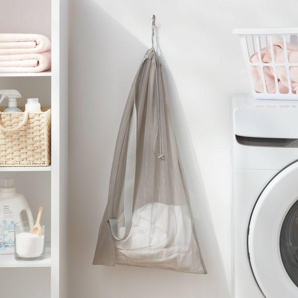Mesh Laundry Bag Gray - Brightroom™: Polyester Dirty Clothes Travel Bag, Lingerie & Sorting, 36"x24"