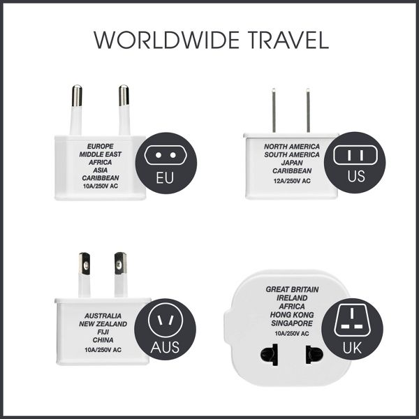 Travel Smart Polarized 12W Power Adapter Plug 4pc Set