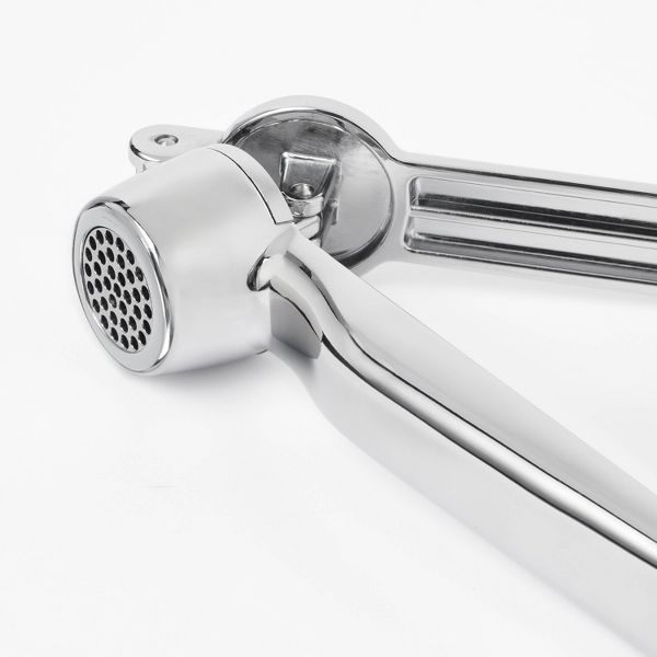 Garlic Press Silver - Figmint™: Zinc Mincer, Crusher, Dishwasher-Safe, 6.53" Depth, 1.47" Width