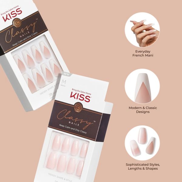KISS Products Classy Press-On Fake Nails - Medium Almond - Dashing - 28ct
