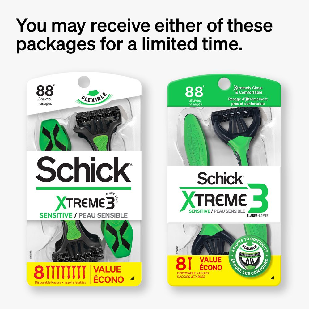Schick Xtreme 3 Sensitive Men 3 Blade Disposable Razor - 8ct