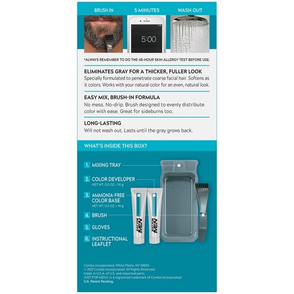 Just For Men Mustache & Beard Beard Coloring for Gray Hair with Brush Included