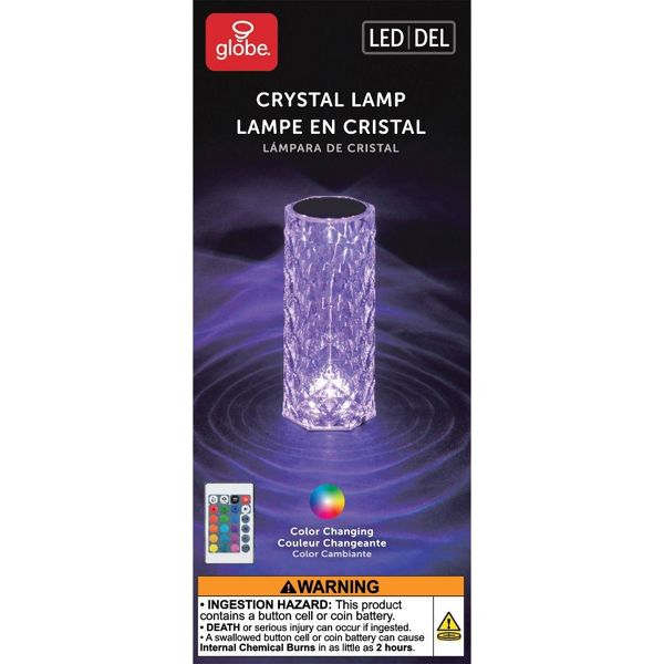 Globe Electric Crystal Lamp: Touch Sensor, LED Bulb, Multicolored, Battery Powered, Novelty Table Light, 8.5" Height