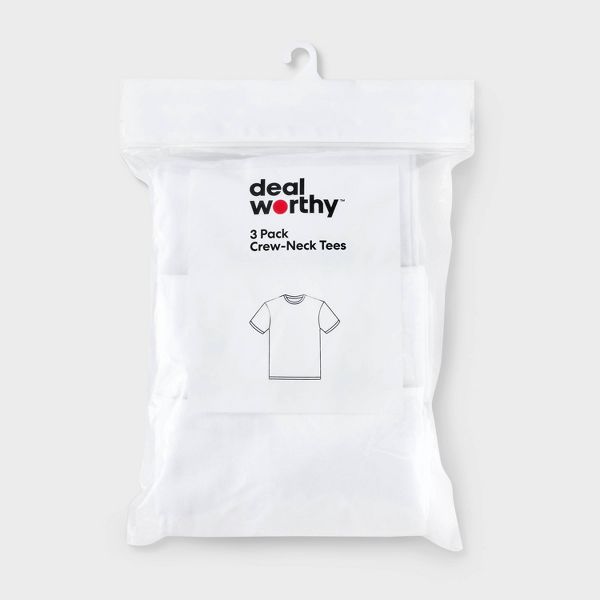 Men's Crewneck T-Shirt 3pk - Dealworthy™ White - XL