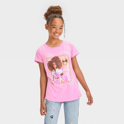 Girls' Barbie Short Sleeve Graphic T-Shirt - Pink L