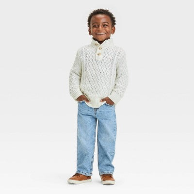 Toddler Boys' Mockneck Pullover Sweater - Cat & Jack™ Cream 4T