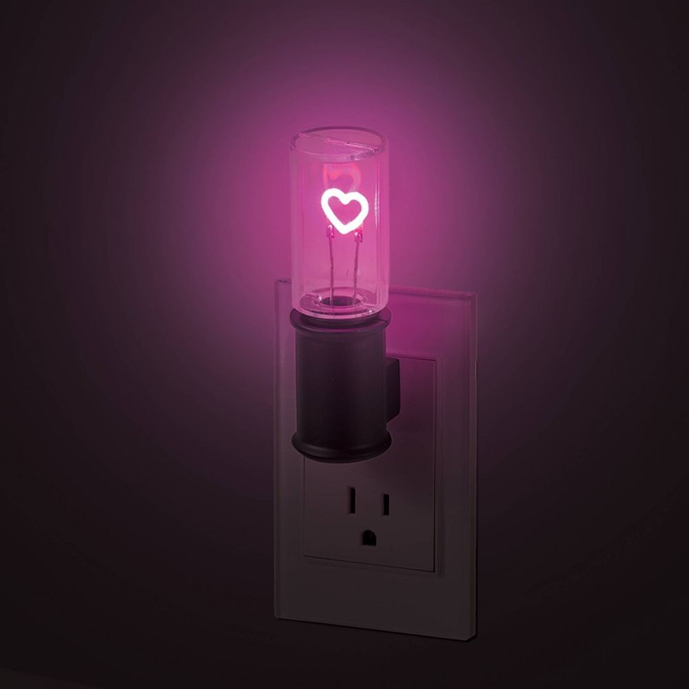 Globe Electric Auto On/Off Pink Heart Filament Night Light: LED Plug-In Novelty for Kids' & All Ages