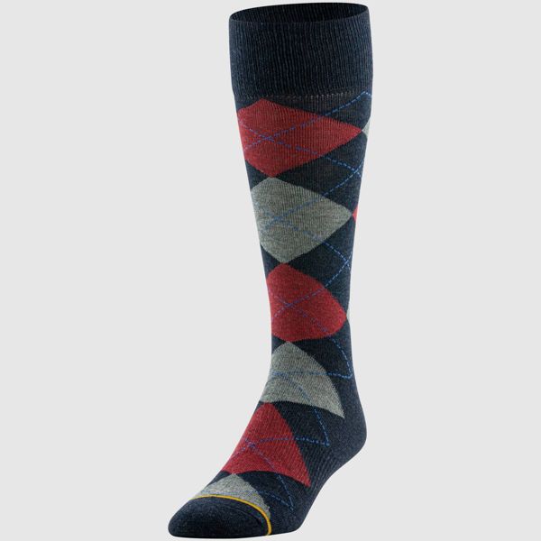 Goldtoe Signature Collection Men's Argyle Crew Socks 3pk - Gray/Red/Navy Blue 6-12.5