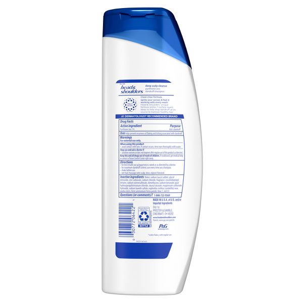 Head & Shoulders Dandruff Shampoo, Anti-Dandruff Treatment, Deep Scalp Cleanse for Daily Use, Paraben Free - 12.5 fl oz