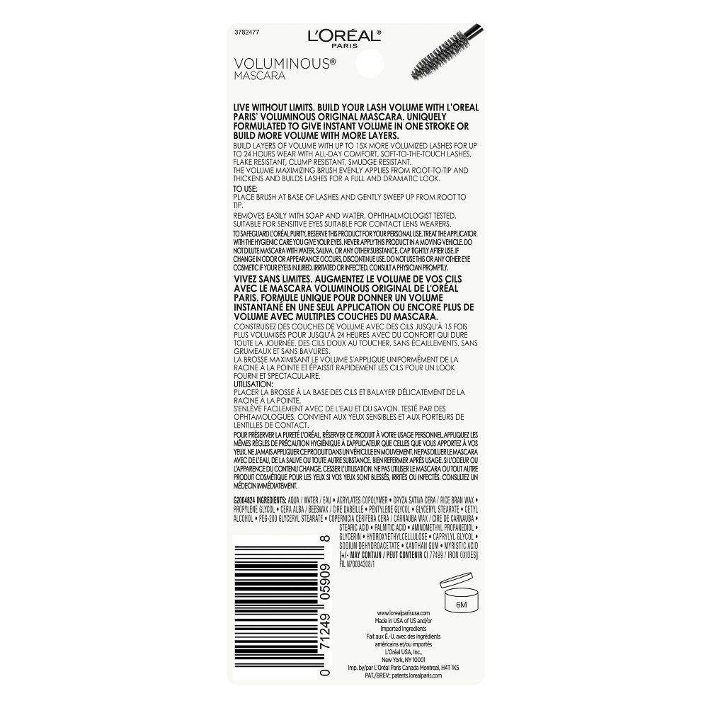 L'Oreal Paris Voluminous Mascara - 0.28 fl oz - Blackest Black