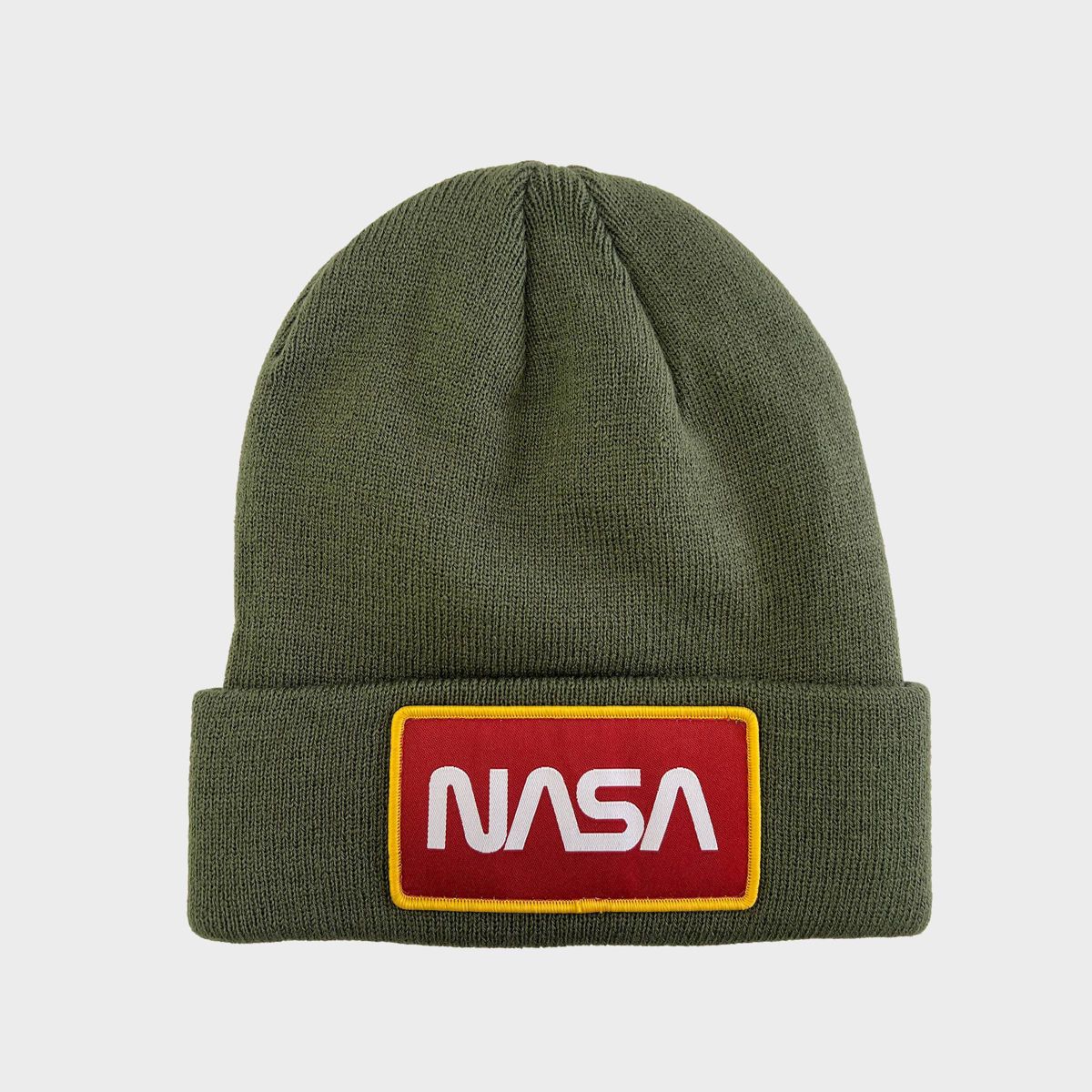 Men's NASA Patch Beanie - Olive Green