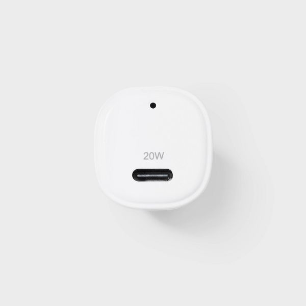 1-Port 20W Car Charger with 3' PVC Lightning to USB-C Cable - dealworthy™ White: Charge Indicator, Short Circuit Protection