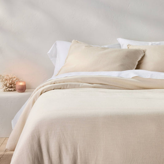 Heavyweight Linen Blend Comforter & Sham Set - Color Natural - SizeKing/California King - Casaluna™
