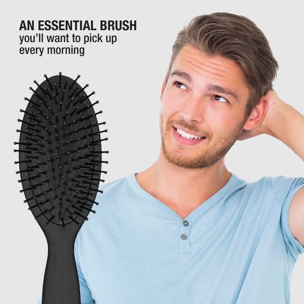 CONAIRMAN Cushion Nylon Bristle Hair Brush - All Hair - Trial Size - Black