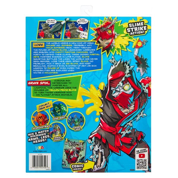Ninjombie Action Figure - Grave Spin, Ninja Zombie with Slime