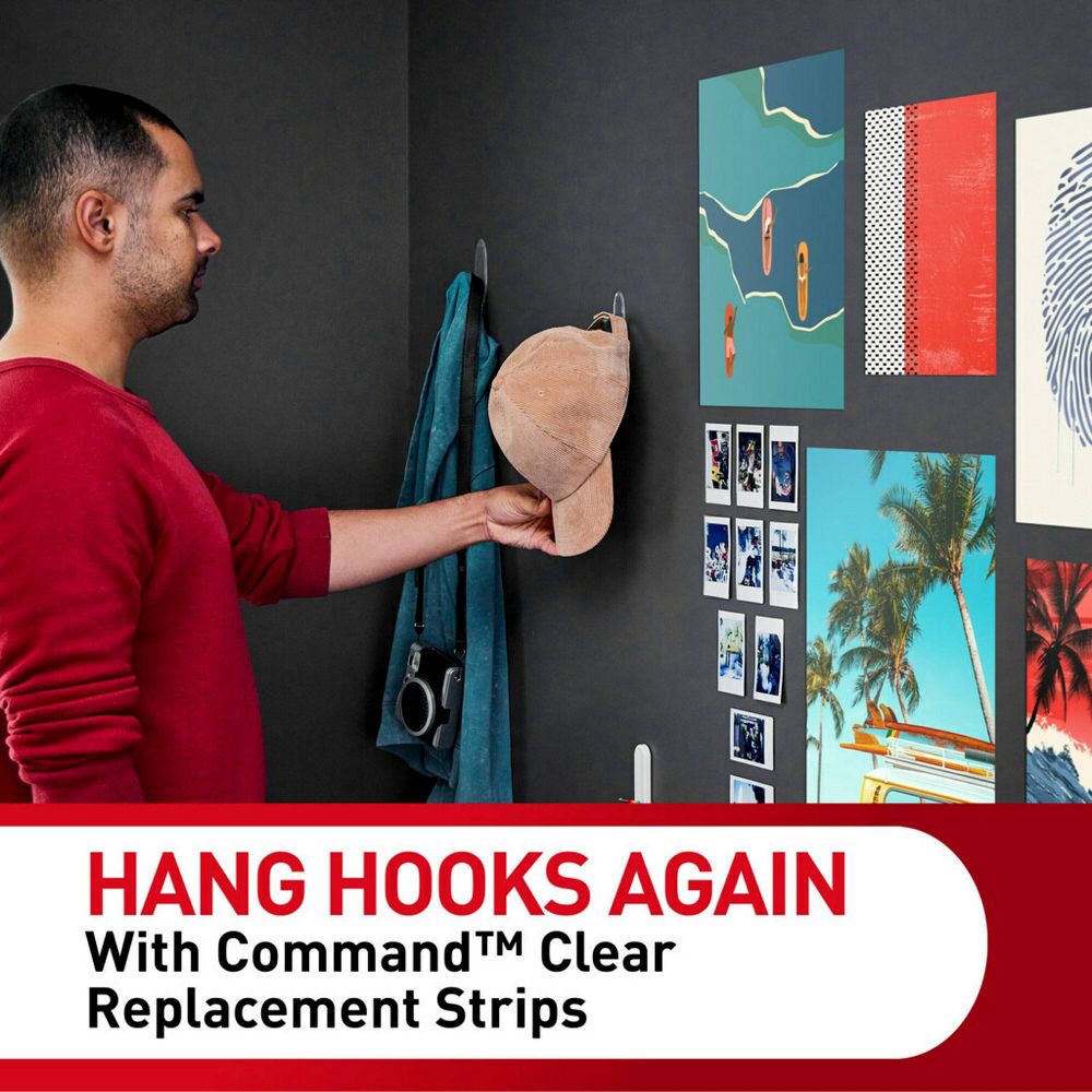 Command Refill Strips Tape: 3M Command Hook Refills, Adhesive Hooks, White, 16 Pack, 4 lb Capacity