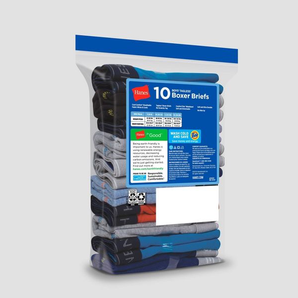 Hanes Boys' 10pk Boxer Briefs - Colors May Vary - Size: XL (16-18)