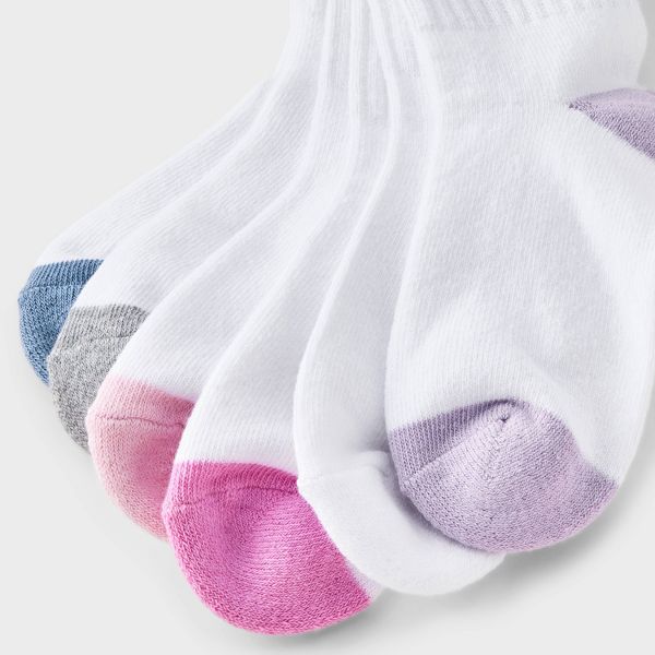Girls' 10pk Crew Socks - Cat & Jack™ White - Size L (3-7)